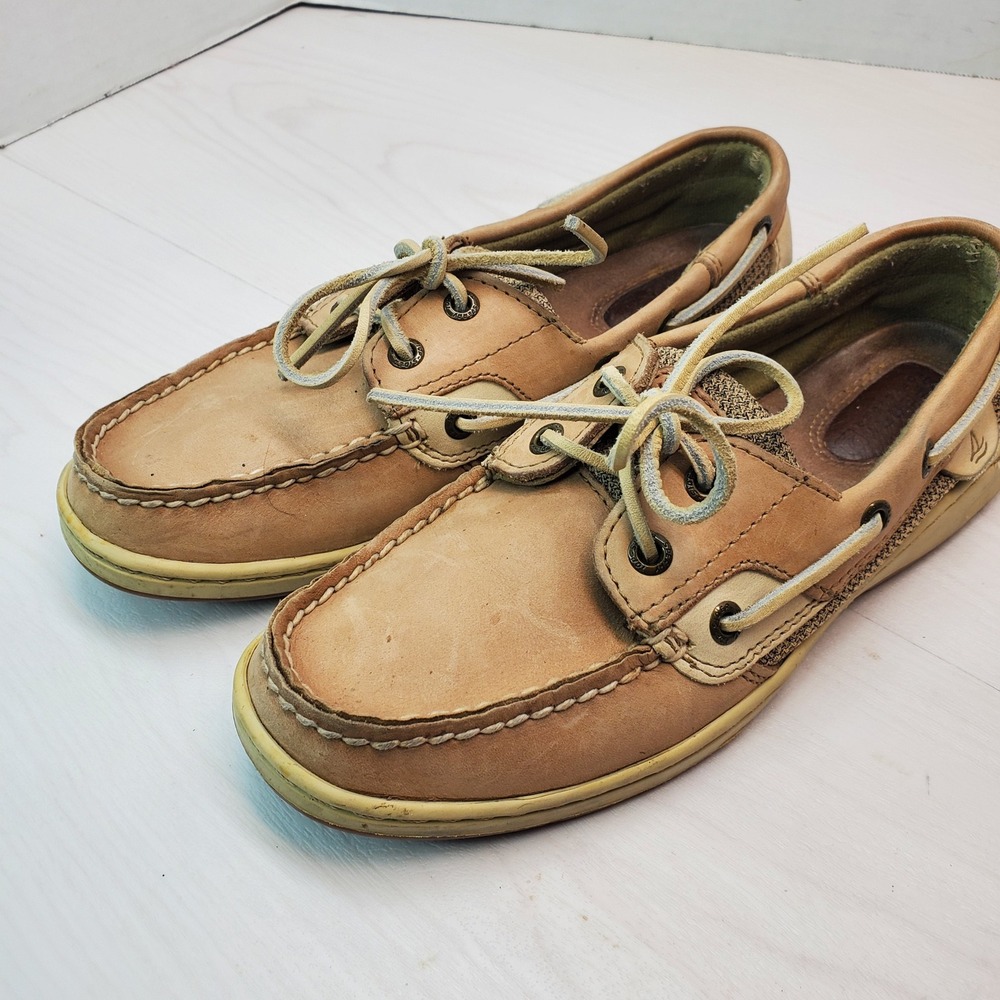 Sperry Top Sider Boat Shoes Leather Tan Lace Up Women's Size 7M